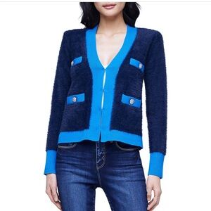 L'AGENCE Kai Blue V-Neck Cardigan